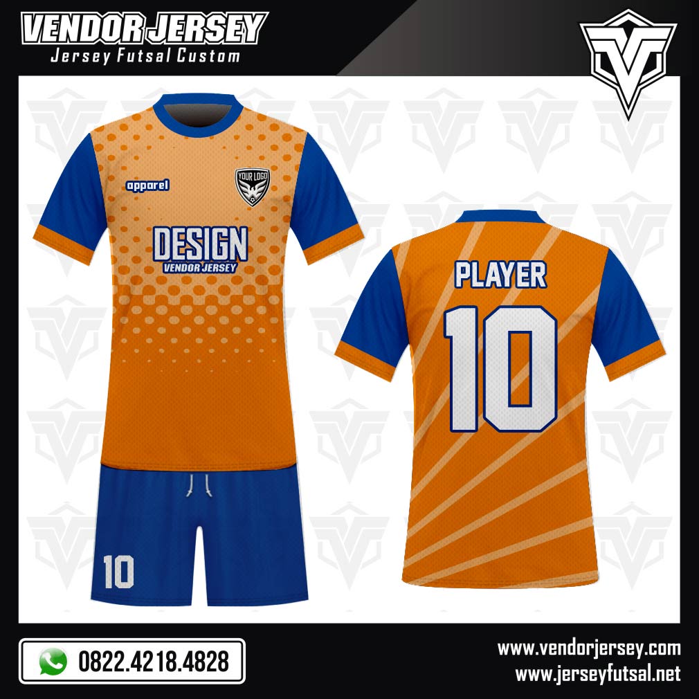 Desain Kaos Bola Futsal Code Blurange Biru Orange Printing