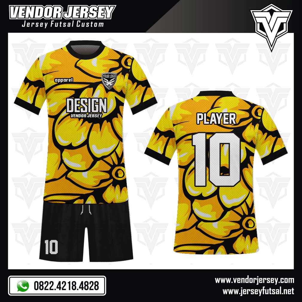 YELLOFLOWDesain Baju Futsal Code Yelloflow Si Kuning Gambar Bunga