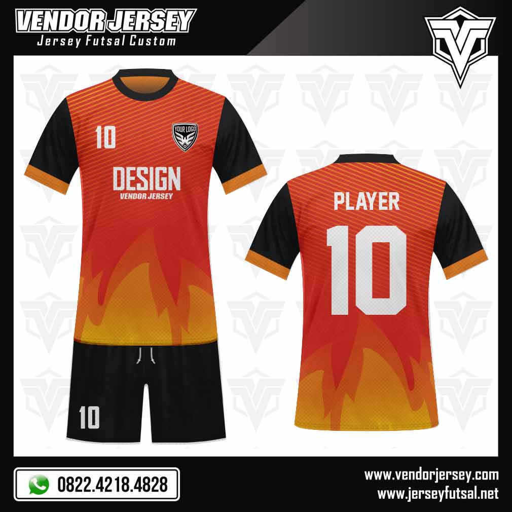Desain Kaos Seragam Futsal - Motif Api