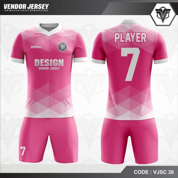 Desain Baju Futsal Warna Pink Muda Ceria