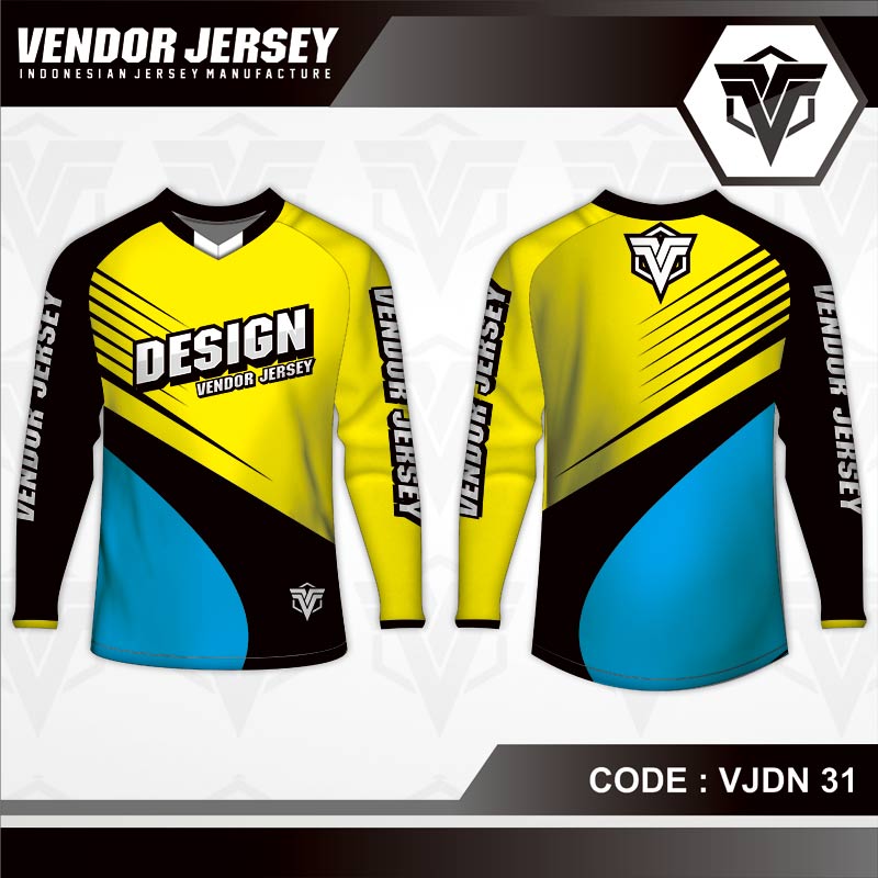 Desain Jersey Sepeda Warna Kuning Hitam Biru Yang Dinamis