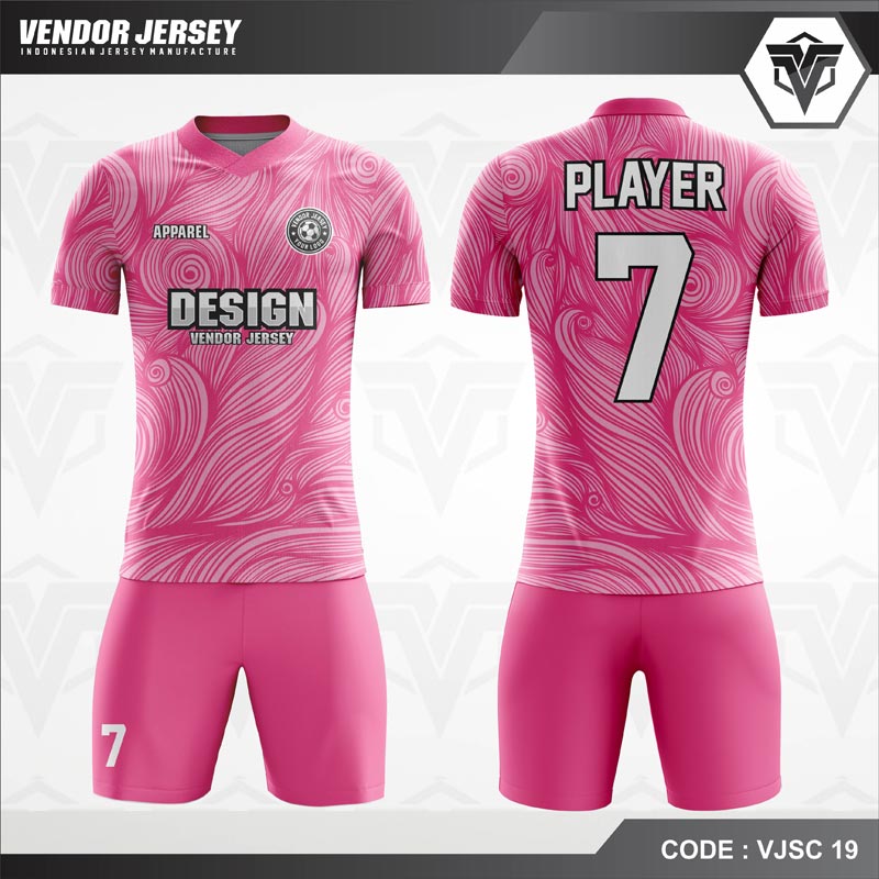 Desain Kostum Futsal Warna Pink Bergelombang Yang Unik